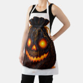 Glowing Pumpkin Face Apron | Halloween Kitchen Fun Schort (Insitu)