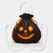 Glowing Pumpkin Face Apron | Halloween Kitchen Fun Schort (Voorkant)