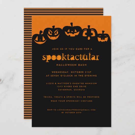 Glowing Pumpkins Halloween Bash Uitnodiging (Voorkant / Achterkant)