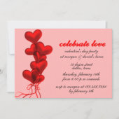 Glowing Red Heart Balloons Valentijnsdag Party Kaart (Voorkant)
