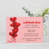 Glowing Red Heart Balloons Valentijnsdag Party Kaart (Staand voorkant)