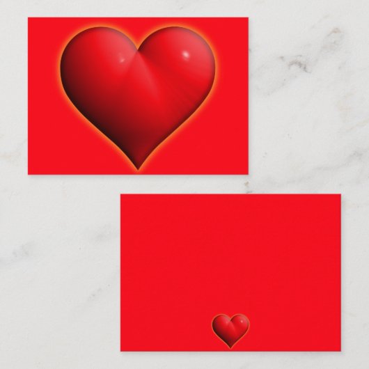 Glowing Rode 3-D Hart Notitiekaartje (Voorkant / Achterkant)