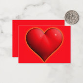 Glowing Rode 3-D Hart Notitiekaartje (Voorkant / Achterkant in situ)