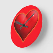 Glowing Rood 3-D Hart Ronde Klok (Hoek)