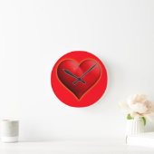 Glowing Rood 3-D Hart Ronde Klok (Huis)