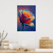 Glowing Rose Pointillism Flower Art Poster (Keuken)
