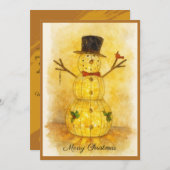 Glowing Snowman Feestdagenkaart (Voorkant / Achterkant)