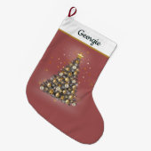 Glowing Star Tree Christmas Stocking – Red Grote Kerstsok (Voorkant (Hangend))