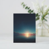 Glowing Starry Night Ocean Sunrise Briefkaart (Staand voorkant)