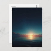 Glowing Starry Night Ocean Sunrise Briefkaart (Voorkant / Achterkant)