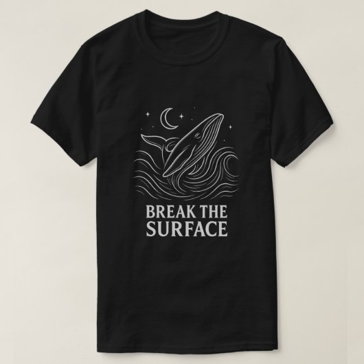 Glowing Whale Line-Art Ocean Power T-shirt (Design voorkant)