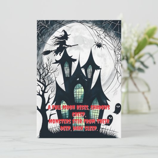 Glowing Windows Haunted House Kaart (Staand voorkant)