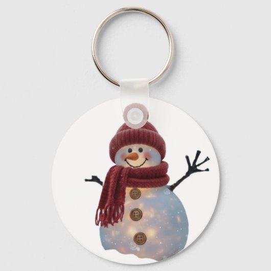 Glowing Winter Snowman - Cozy Christmas Night Sleutelhanger (Voorkant)