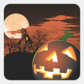 Glows Halloween Pumpkin Spooky Square Sticker (Voorkant)