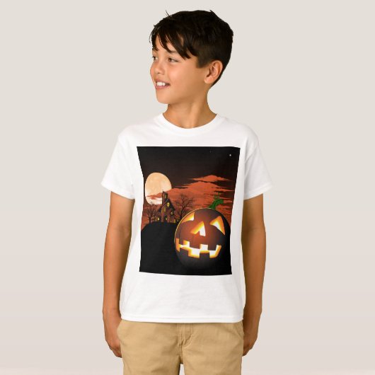 Glows Halloween Pumpkin Spooky T-Shirt (Voorkant volledig)