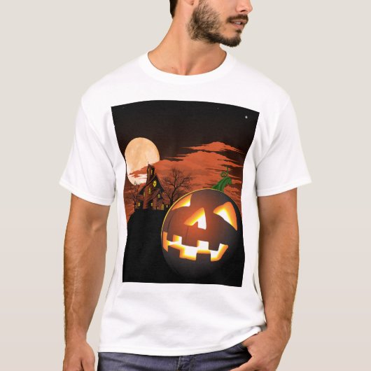 Glows Halloween Pumpkin Spooky T-Shirt (Voorkant)