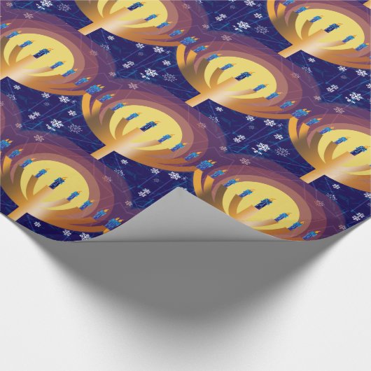Glows Hanukkah Menorah Wrapping Paper Cadeaupapier (Hoek)