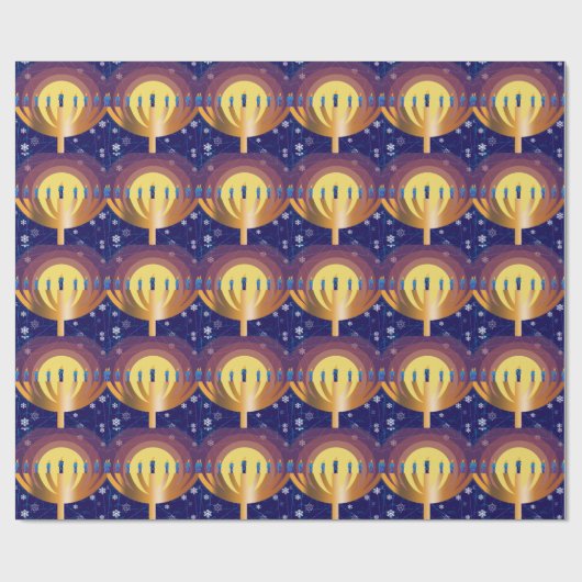 Glows Hanukkah Menorah Wrapping Paper Cadeaupapier (Vlak)