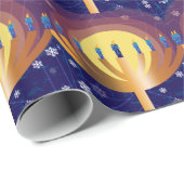 Glows Hanukkah Menorah Wrapping Paper Cadeaupapier (Rol Hoek)