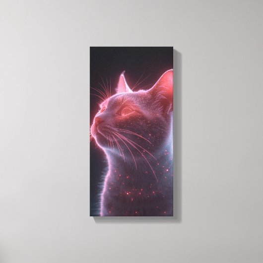 Glowy Pink Cat Face Art Print (Voorkant)