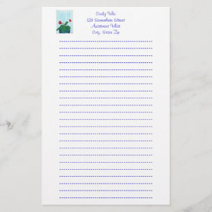 Gloxinia African Violet Flower Lined Stationery Briefpapier