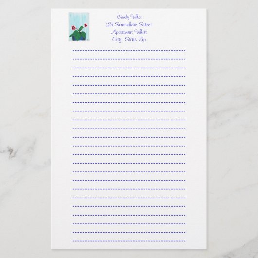 Gloxinia African Violet Flower Lined Stationery Briefpapier (Voorkant)