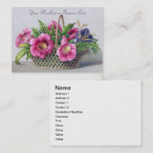 Gloxinia en Ferns in mandje  Victoriaans Visitekaartje (Voorkant / Achterkant)