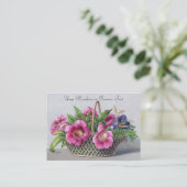 Gloxinia en Ferns in mandje  Victoriaans Visitekaartje (Staand voorkant)