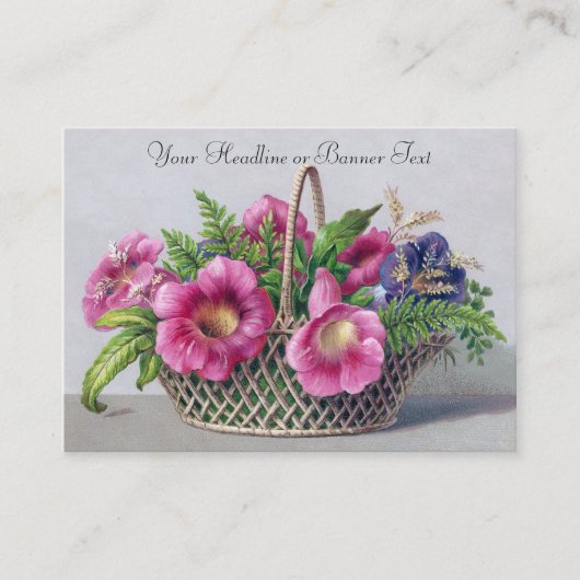 Gloxinia en Ferns in mandje  Victoriaans Visitekaartje (Voorkant)
