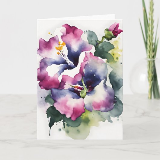 Gloxinia - Watercolor bloemen Kaart (Voorkant)
