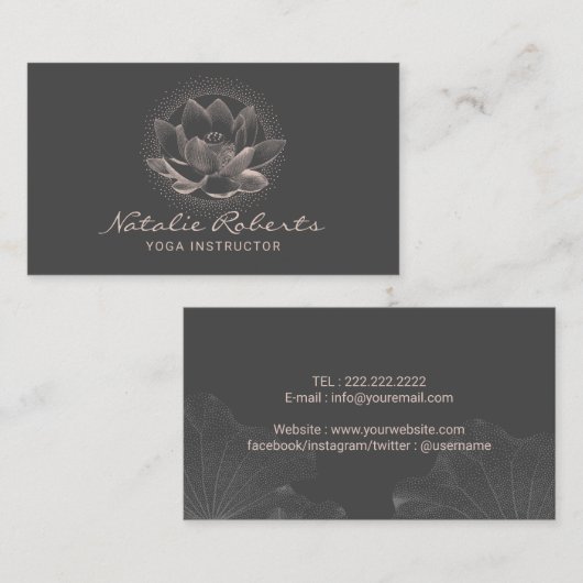 Glozende Lotus Flower, Yoga Instructor Visitekaartje (Voorkant / Achterkant)