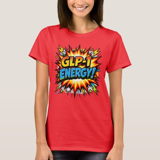 GLP-1 Energie Comic Pop Art T-shirt (Voorkant)
