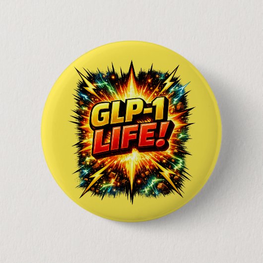 GLP-1 LEVEN! Comic Pop Art Ronde Button 5,7 Cm (Voorkant)