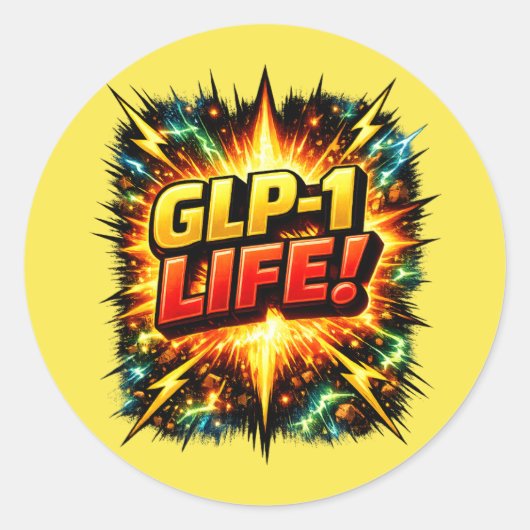 GLP-1 LEVEN! Comic Pop Art Ronde Sticker (Voorkant)