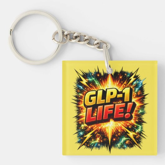 GLP-1 LEVEN! Comic Pop Art Sleutelhanger (voorkant)