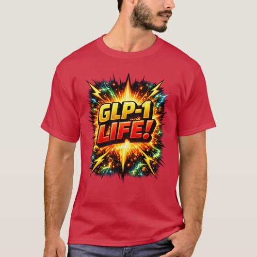 GLP-1 LEVEN! Comic Pop Art T-shirt (Voorkant)