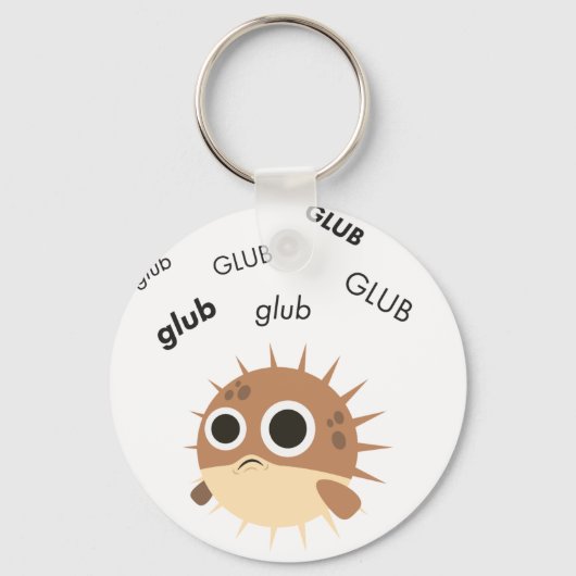 Glub Blowfish Cute Emoji Sleutelhanger (Voorkant)