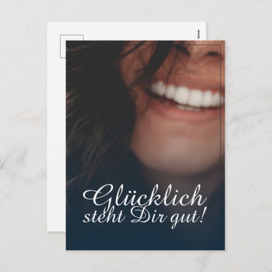 Glücklich steht Dir gut. - Blau Feestdagenkaart (Voorkant / Achterkant)