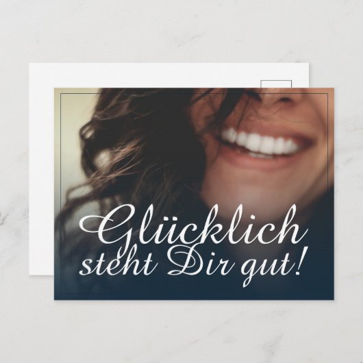 Glücklich steht Dir gut. - Blau Feestdagenkaart (Voorkant / Achterkant)