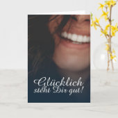 Glücklich steht Dir gut. - Blau Kaart (Gele Bloem)