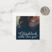 Glücklich steht Dir gut. - Blau Notitiekaartje (Voorkant / Achterkant in situ)