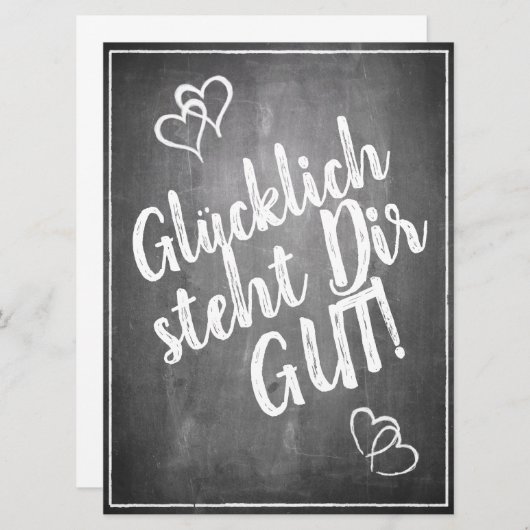 Glücklich steht Dir gut. - im Kreidetafelstil (Voorkant / Achterkant)