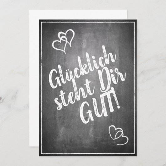 Glücklich steht Dir gut. - im Kreidetafelstil (Voorkant / Achterkant)