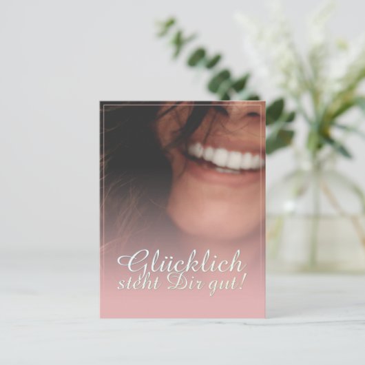 Glücklich steht Dir gut. - Rosé Feestdagenkaart (Staand voorkant)