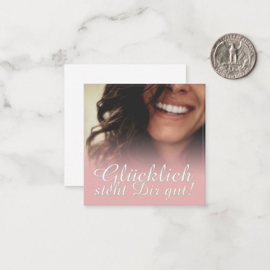 Glücklich steht Dir gut. - Rosé Notitiekaartje (Voorkant / Achterkant in situ)