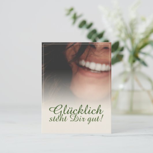 Glücklich steht Dir gut. Vakantiegeld Briefkaart (Staand voorkant)