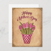 Glücklicher Muttertag Vintage Feestdagenkaart (Voorkant / Achterkant)