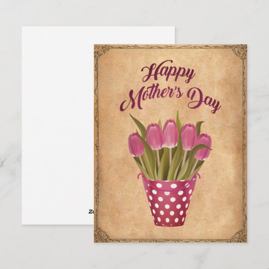 Glücklicher Muttertag Vintage Feestdagenkaart (Voorkant / Achterkant)