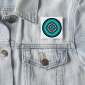 Glückssterne mint schwarz rot Artdeco Vierkante Button 5,1 Cm (In situ)