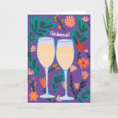 Glückwunsch Sekt Champagner Blumen Prost Hochzeit Kaart (Voorkant)